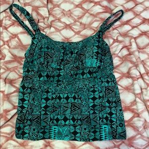 black and teal swim top